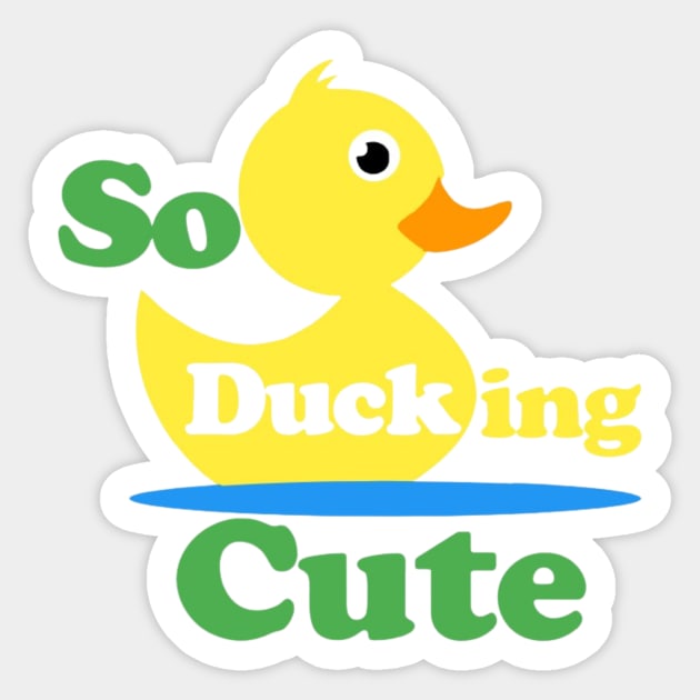 So Ducking Cute Gender neutral baby onesie Rubber Duckie YellowDuck Sticker by SunshneSurvival